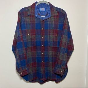 Vintage 60s USA Made Pendleton Button-Up Long Sleeve Plaid Shirt Sz M